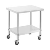 Royal Catering Roestvrijstalen tafel met wielen - 60 x 80 cm - 135 kg capaciteit