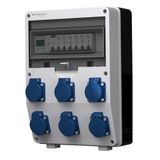 Doktorvolt stroomverdeler bouwstroomverdeler 6x230V pTD-S/FI 1P stroommeter Siemens en Mennekes