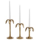 Deco 79 Aluminium Massieve Kaarsenhouder, Set van 3 6", 8", 10"H, Goud