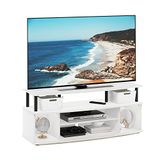 Furinno Groot entertainmentcentrum voor maximaal 55 inch tv, hout, wit/zwart, 40,1 (D) x 119,9 (B) x 49,8 (H) cm