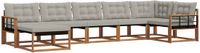 vidaXL Acacia Hout Buiten Bank Set 7-delig Hoek Loungeset Natuurlijk en Lichtgrijs