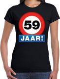 Bellatio Decorations Shoppartners Bv Stopbord 59 jaar verjaardag t-shirt - zwart - dames - L