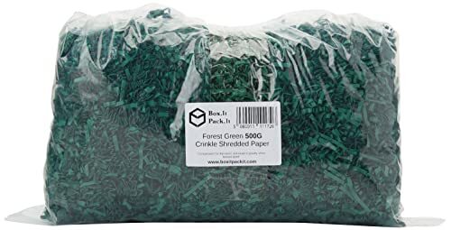 Box.it.pack.it Versnipperd Crinkle Zigzag kraftpapier, bosgroen, 500g