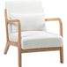 Fauteuil Lounge - 3 Coussins Inclus - Assise Profonde - Accoudoirs - Structure Bois Hévéa - Aspect Velours Crème