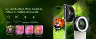 DrPhone APEX HyperMacro 10–20× Zoom Macro Lens met LED Ringlamp – CRI95 – USB-C – 45 Lichtstanden – Universeel voor Smartphone - Zwart