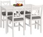 HWC-F77 Ensemble de salle à manger, pin massif, revêtement tissu, style champêtre, 110cm blanc, revêtement gris