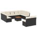 vidaXL 12-delige Loungeset met Kussens Poly Rattan Zwart