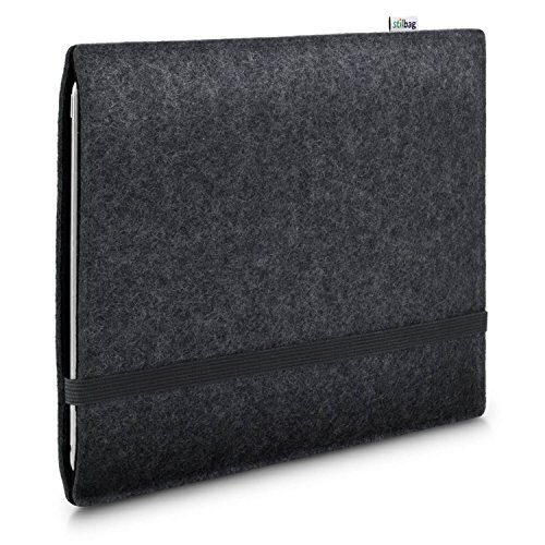 stilbag Vilten hoes voor Samsung Galaxy Tab S8 Plus | Etui tas van merino wolvilt | Collekion Finn - Kleur: antraciet/zwart | Tablet Case Made in Germany