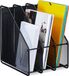 Merkloos Relaxdays tijdschriftenhouder - 3 vakken - A4 - organizer - staal - zwart