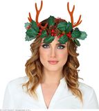 Widmann Rendier Hoofddeksel met Hulst en Dennenappels - Groen/Bruin - Unisex - Kerst