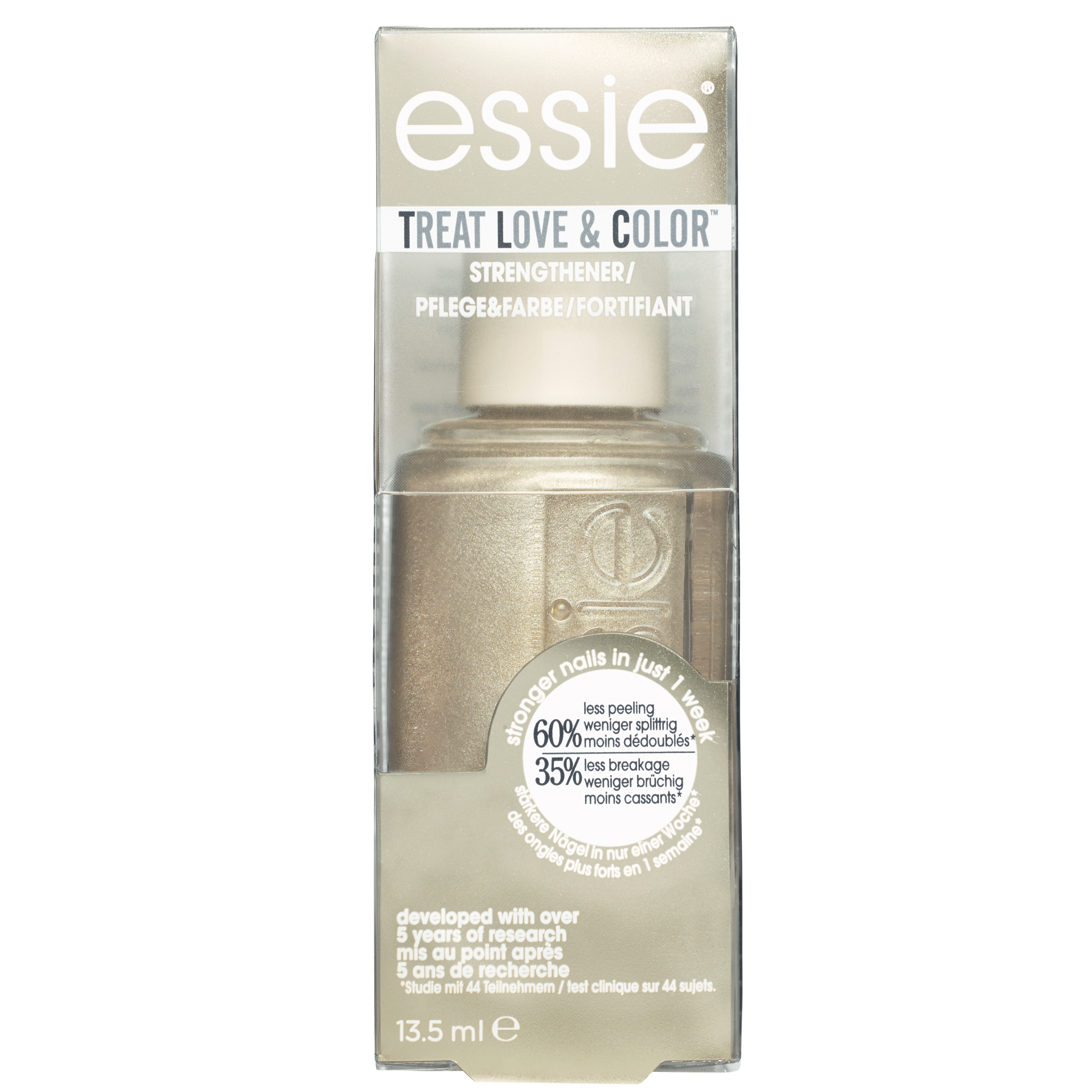 Essie TREAT LOVE & COLOR - 151 glow the distance - goud - metallic nagelverharder met collageen & camellia-extract - 13,5 ml