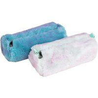 Exacompta - Réf. 52480E - 1 Etui half rond Gentil Monstre - ultrazacht tweekleurig synthetisch bont - gevoerd met polyester - 2 willekeurige kleuren: blauw of roze