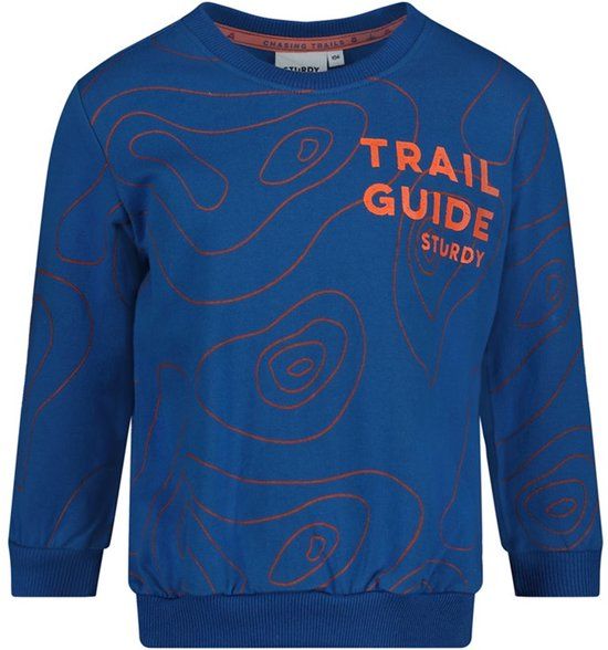 Sturdy Trui Kobalt Blauw Oranje Tekst Maat 110