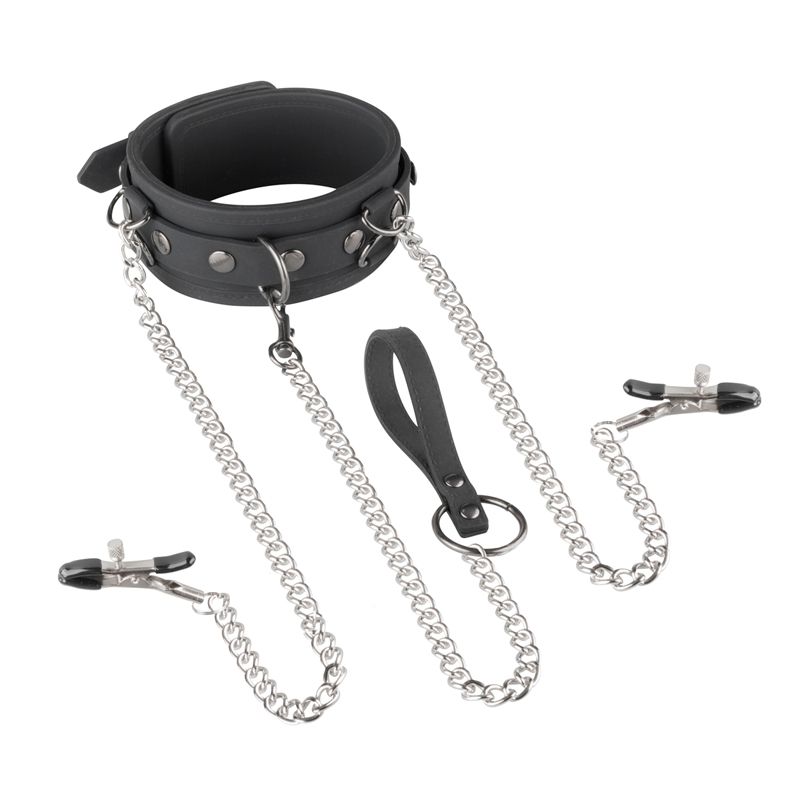 Easytoys Online Only Siliconen Halsband Met Ketting En Tepelklemmen