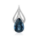 Cavill - Zilveren hanger 925 sterling met 5,56 ct peervormige Londen blauwe topaas & 45 Tanzanische zirkonia's - Elegant gerhodineerd