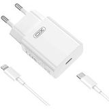 XO Design Chargeur secteur avec câble Lightning L126, 20W, 3A, 1 x USB-C, Blanc