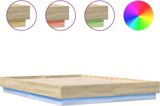 vidaXL Bedframe met LED-verlichting, Sonoma eikenkleurig, 160x200 cm