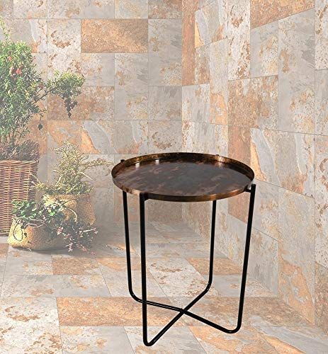 Bijzettafeltje.nl Bijzettafel el hierro oud koper 50 cm - metaal