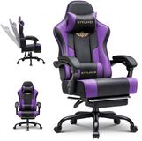 GTPLAYER - Gaming Stoel - Met Voetensteun Hoofdsteun en Lendensteun 180kg - Paars