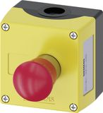 Siemens 3SU18010NE004AB2 3SU1801-0NE00-4AB2 Behuizing Voor bodembevestiging, Met schild 1 knop Rood, Zwart Draai-ontgrendeling 1 stuk(s)