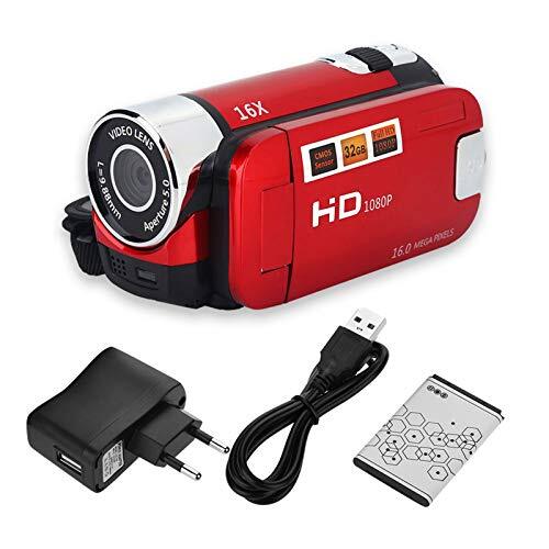 Pissente Digitale camcorder, 270 graden rotatie voor 1080P camcorder(white, red, European regulations)