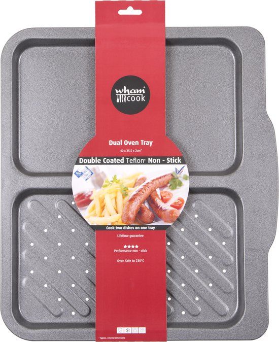 Wham Cook Essentials Bakplaat - Non Stick - Dual - 40 x 35.5 cm - Grijs