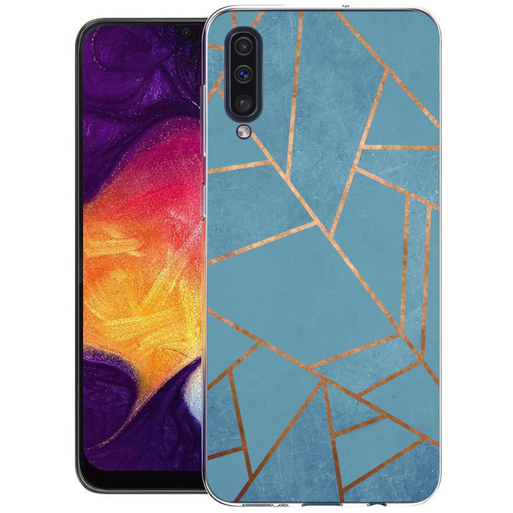 imoshion Design hoesje voor de Samsung Galaxy A50 / A30s - Grafisch Koper - Blauw / Goud