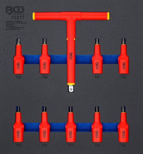 BGS 70217 - VDE Bit Socket Set - 1/2" - Torx - 10 Pieces