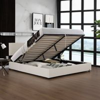 Corium Tweepersoonsbed Juva met lattenbodem en opbergruimte 180x200 cm beige