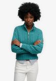 Superdry Slouchy Cable Halve Rits Trui Dames Teal