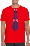 Bellatio Decorations Supporters T-shirt - rood - met vlag Groot Britannie kleuren stropdas - heren - korte mouw XXL