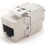 1aTTack.de Keystone Cat.6a 180° gereedschapsvrije IDC-aansluitklem naar RJ45-aansluiting AWG 23 tot AWG 26 afgeschermd brons vernikkeld zinklegering compatibel met Cat5 Cat6 Cat7 Cat8 zilver 1 stuk