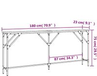 vidaXL Table murale 180x23x75 cm bois de pin traité couleur chêne sonoma