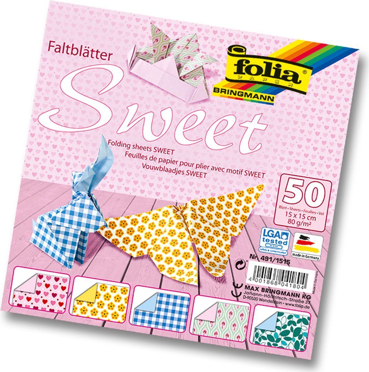 Folia Folding Sheets 15x15cm 80g 10x5 Assorted Sweet
