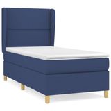 vidaXL Boxspringbed met matras, blauw, 140x200 cm, gestoffeerd