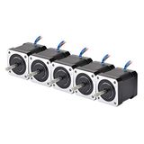STEPPERONLINE 5 stuks Nema 17 stappenmotor, bipolair, 59 Ncm (84oz.in), 2 A, 4 draden, met 1 m kabel en connectoren voor 3D-printer/DIY CNC.