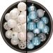 Bellatio Decorations Kaemingk B.V. Kerstballen - 74x stuks - parelmoer wit en lichtblauw - 6 cm - kunststof