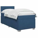 vidaXL Boxspringbed met matras en hoofdbord, blauw, 90 x 190 cm, stof