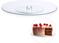 Relaxdays taartplateau draaibaar - Ø 30 cm - glas - transparant