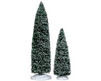 Lemax Sapin de genévrier enneigé, grand et moyen, set de 2