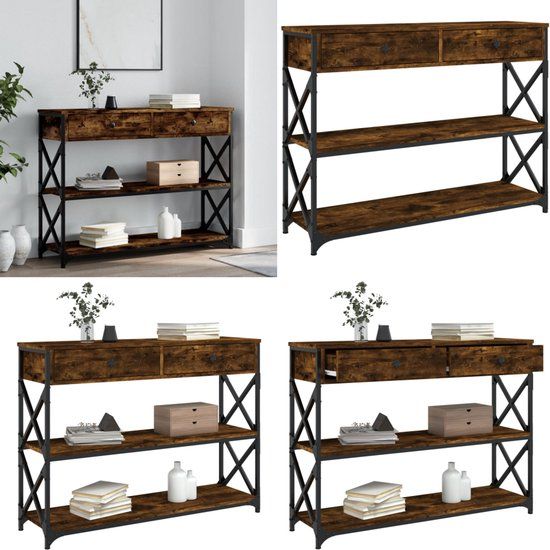 vidaXL Wandtafel - 100x28x75 cm - Bewerkt Hout - Gerookt Eikenkleurig