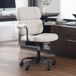 Wahson Chaise de bureau moderne chaise de bureau à roulettes coussin confortable fauteuil de bureau pivotante et réglable pour chambre, tissu chenille, beige
