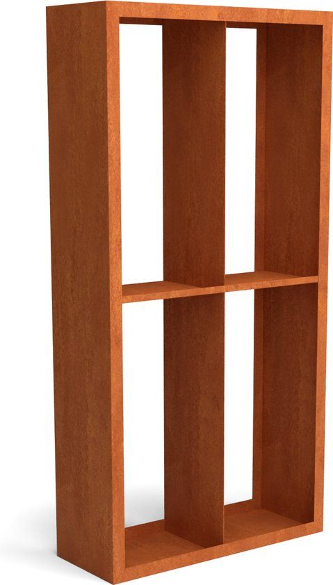 Geroba Egura cortenstaal houtopslag onderverdeling 4 vakken 1000x385x2000 mm