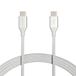Amazon Basics USB-C-naar-USB-C 2.0-snellaadkabel, gevlochten nylonkabel, snelheid 480 Mbps, USB-IF-gecertificeerd, voor Apple iPhone 16/15, iPad, Samsung Galaxy, tablets, laptops, 3m, zilverkleurig