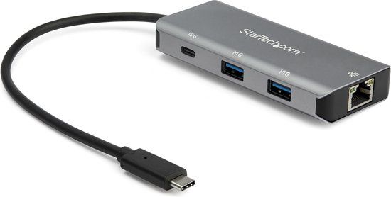 StarTech.com 3 Port USB-C Hub met Gigabit Ethernet RJ45 GbE Port - 2x USB-A, 1x USB-C - SuperSpeed 10Gbps USB 3.2 Gen 2 Type C Adapter Hub - USB Bus Powered - Aluminum - Compatibel met TB3