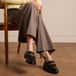 Manfield - Dames - Zwarte leren loafers met goudkleurig detail - Maat 41