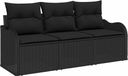 vidaXL Tuinbank - Set - 3-zits - Zwart - Polyrotan