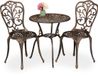 Merkloos Relaxdays bistroset 2 persoons - bistrotafel en 2 stoelen - met parasolgat - aluminium - zwart/koper