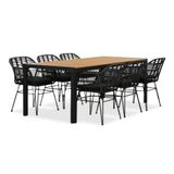 LUX outdoor living Manchester Manchester Natural/Napels dining tuinset | 6 personen | polywood + wicker | 205cm