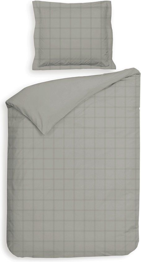 Heckettlane Dekbedovertrek Diamante - 140x220 - Grijs - Katoensatijn